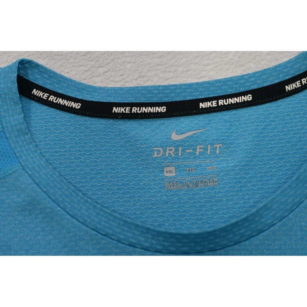 Nike Running Gym Shirt Mens XXL Blue Dri-FIT Short Sleeve Mesh Reflective EUC - Picture 7 of 11